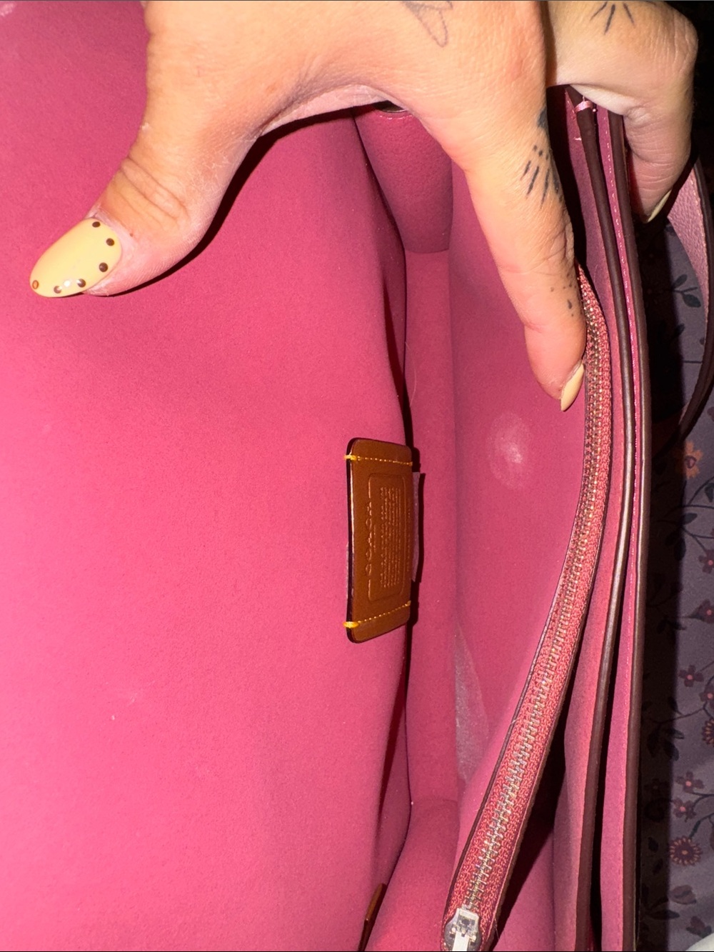 Pink Shoulder Bag with Signature C Accent - Picture 5 of 5